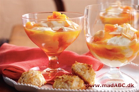 Abrikosguf  er dessert som består af abrikoser med makronner og is. en dejlig sommer anretning.