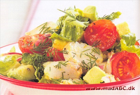 Avocadosalat med rødfisk Avocado indeholder masser af vitamin E. Det er godt for potensen og for huden, f.eks. før de første kraftige solstråler