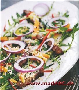 Bøf, chili, rucola og papaja En let hovedret, frokostsalat eller forret til en thaimiddag.