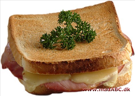 Billedet er forkert: toasten er sammenlagt og med skinke og persille. Spis noget let i aften – følg opskriften her og send os et godt billede af den rigtige lækre tost.