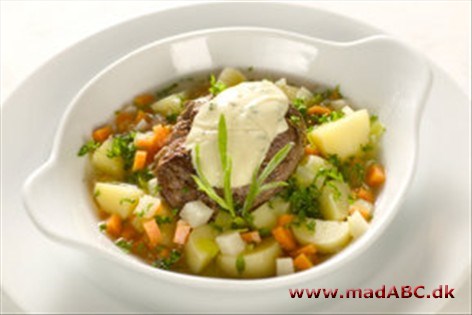 Kalvesteaks med grønsags-pot au feu og estragonmayonnaise Kalvesteaks med grønsags-pot au feu og estragonmayonnaise