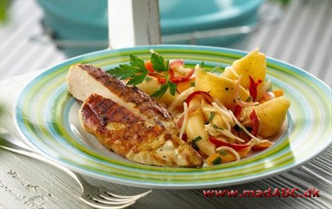 Lun pastasalat og grillet kylling Lun pastasalat og grillet kylling