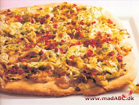 To sultne kan spise sig mætte i denne utraditionelle pizza. Som pragtfuld snack til et glas øl eller vin er der nok til fire til seks personer 