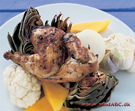 Poussiner og grønt i balsamico Poussiner og grønt i balsamico