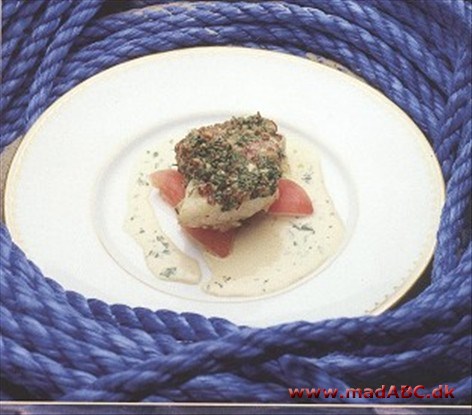 Urtebagt torskeryg med lune tomater og basilikumfløde