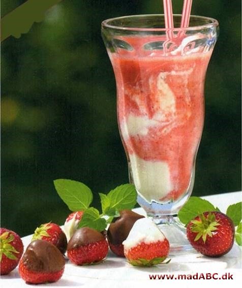 Milkshake med jordbær og jordbær med chokolade