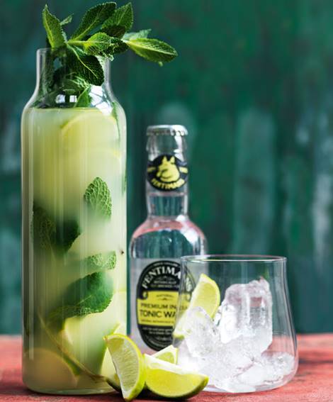 Limonade med lime og mynte