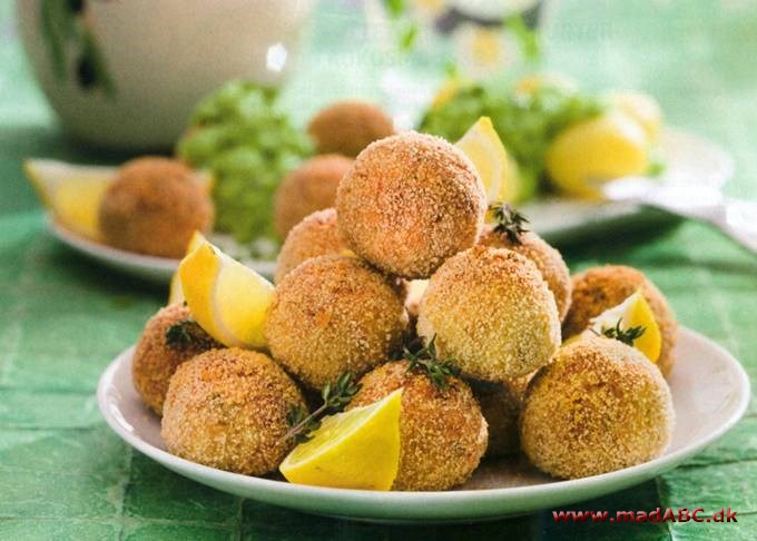 Tunfrikadeller med ærteremoulade