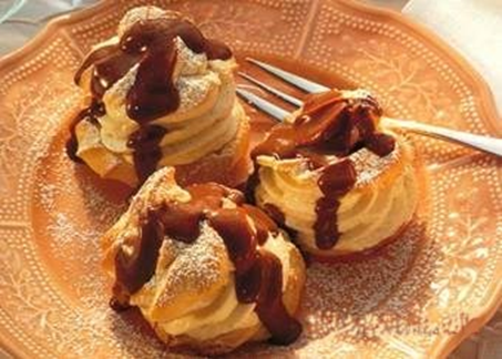 Petit choux med chokolade