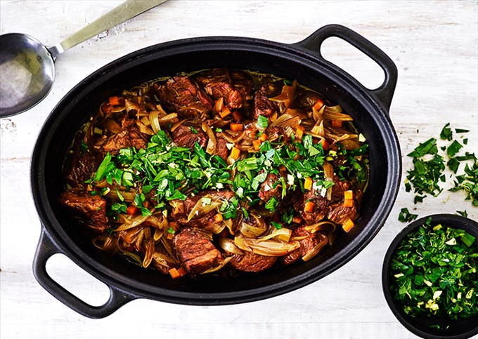 Balsamicobraiseret tykkam med gremolata