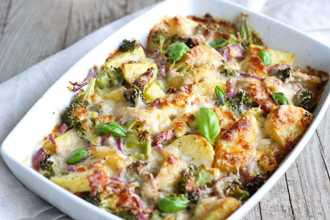 Kartoffelgratin med broccoli