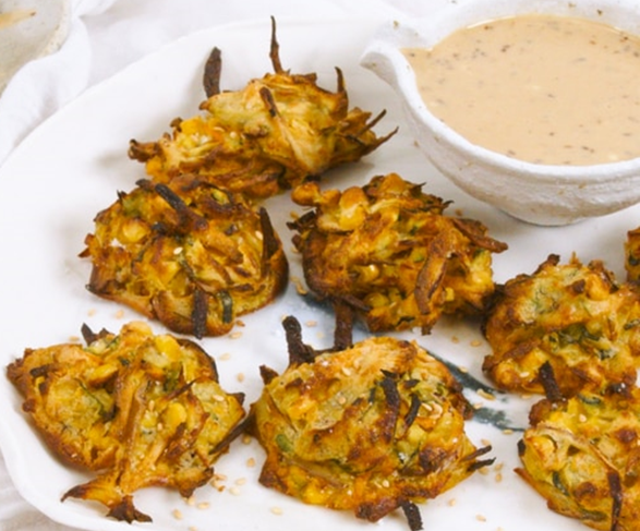 Grønsags tempura fritter i airfryer