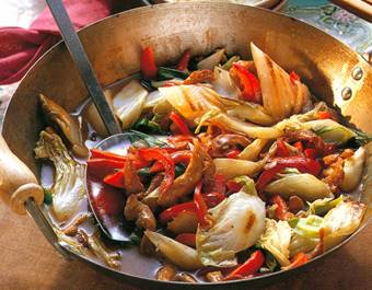 Mørbrad og kinakål i wok