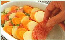 Gulerods- og kartoffelgratin