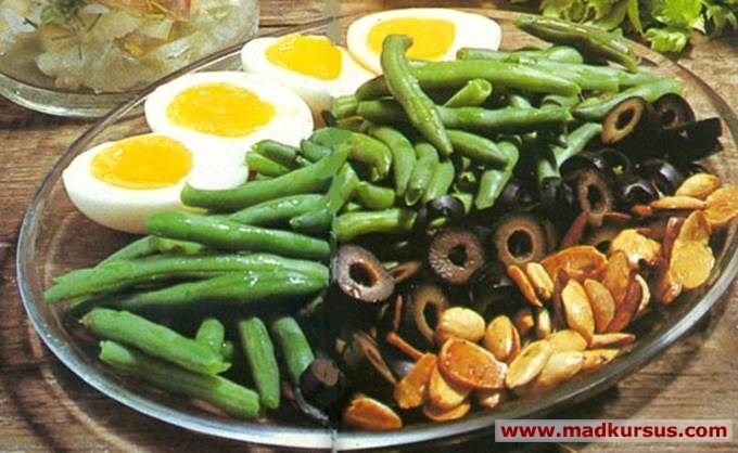 Bønnesalat med oliven og mandler