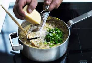 Risotto med svampe og porrer