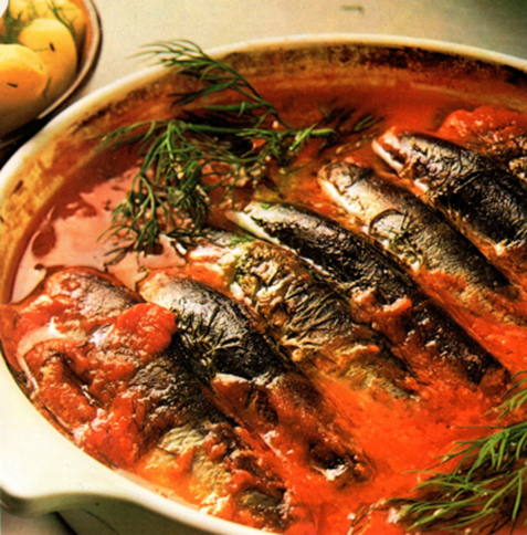 Sild i tomat og dild