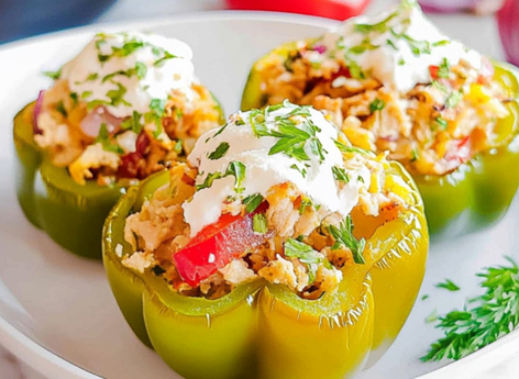 Fyldte peberfrugter med kylling