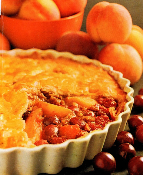 Kirsebær-fersken pie