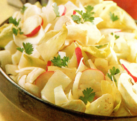 Julesalat med champignon og radiser