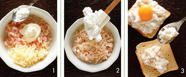 Gratinerede rejebrød