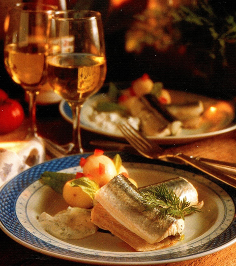 Hornfisk med grøn sovs