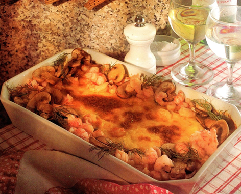 Skaldyrsgratineret fiskegratin