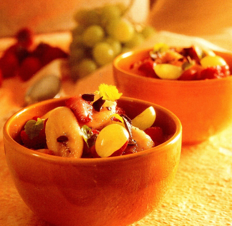 Frugtsalat med chokolade