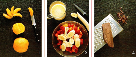 Frugtsalat med chokolade