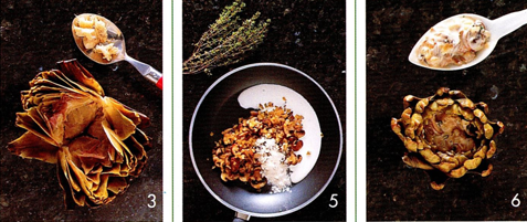 Fyldte gratinerede artiskokker