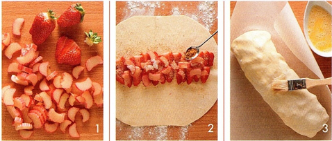 Jordbær- og rabarber-strudel