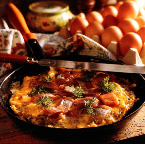 Omelet med sild og dild