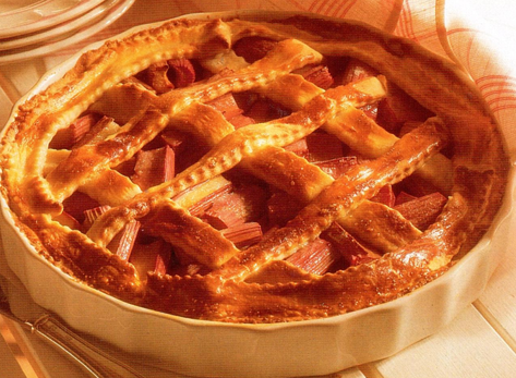 Rabarberpie med ternet låg