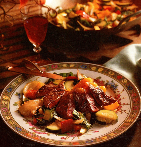 Entrecôte med wok-grønsager