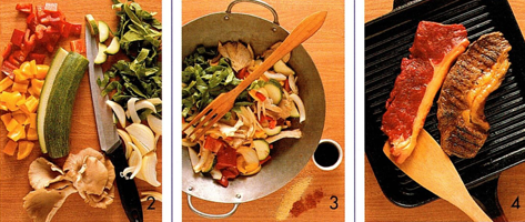 Entrecôte med wok-grønsager