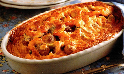 Festgratin med ris og rejer