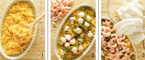Festgratin med ris og rejer