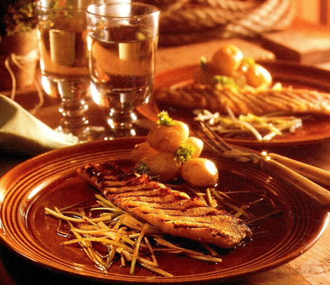 Grillet gedde med dejlig porresky