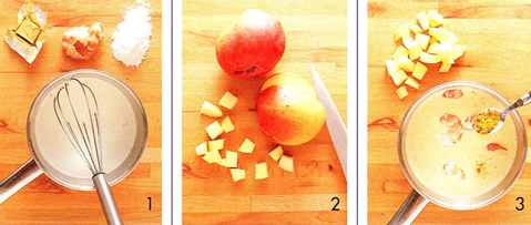 Gryde med rejer og mango