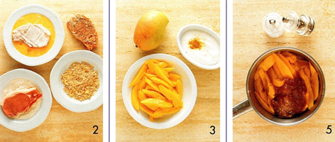 Koteletter med mango og mandel