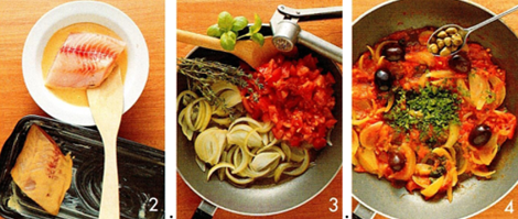Ovnstegt gedde med tomatrøre