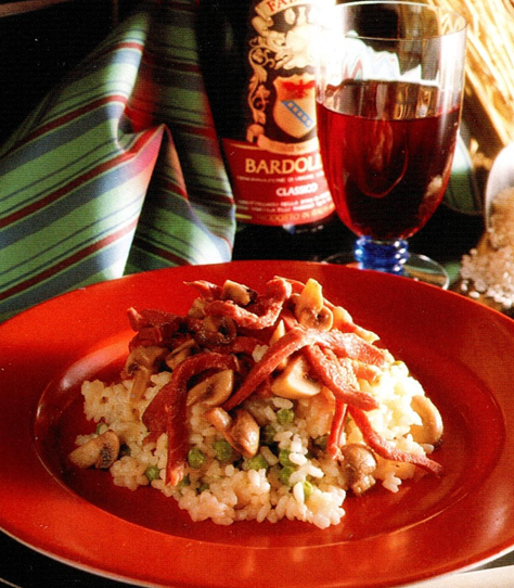 Risotto med tunge, svampe og vin