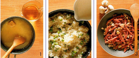 Risotto med tunge, svampe og vin