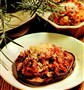 Aubergineskiver farserede